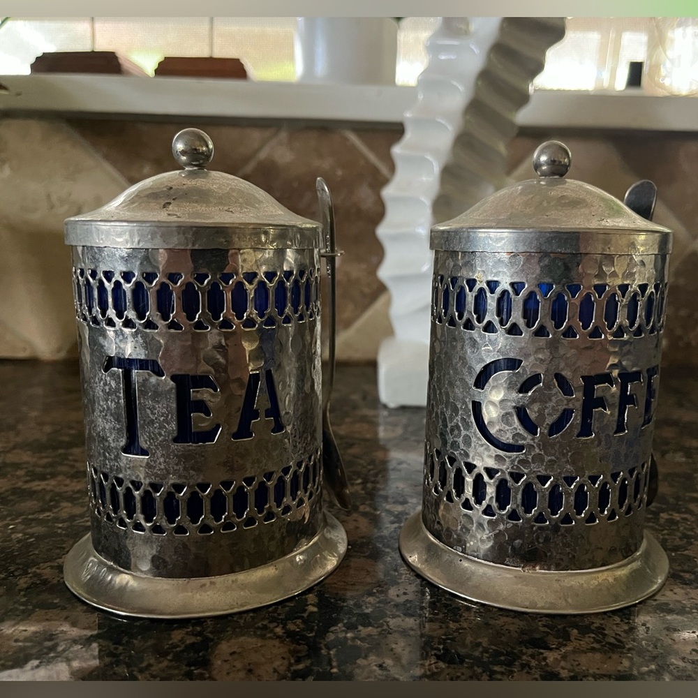 Vintage silver plated coffee tea jars
